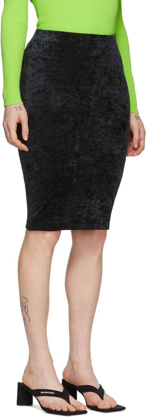 Balenciaga Black Crushed Velvet Cycling Skort