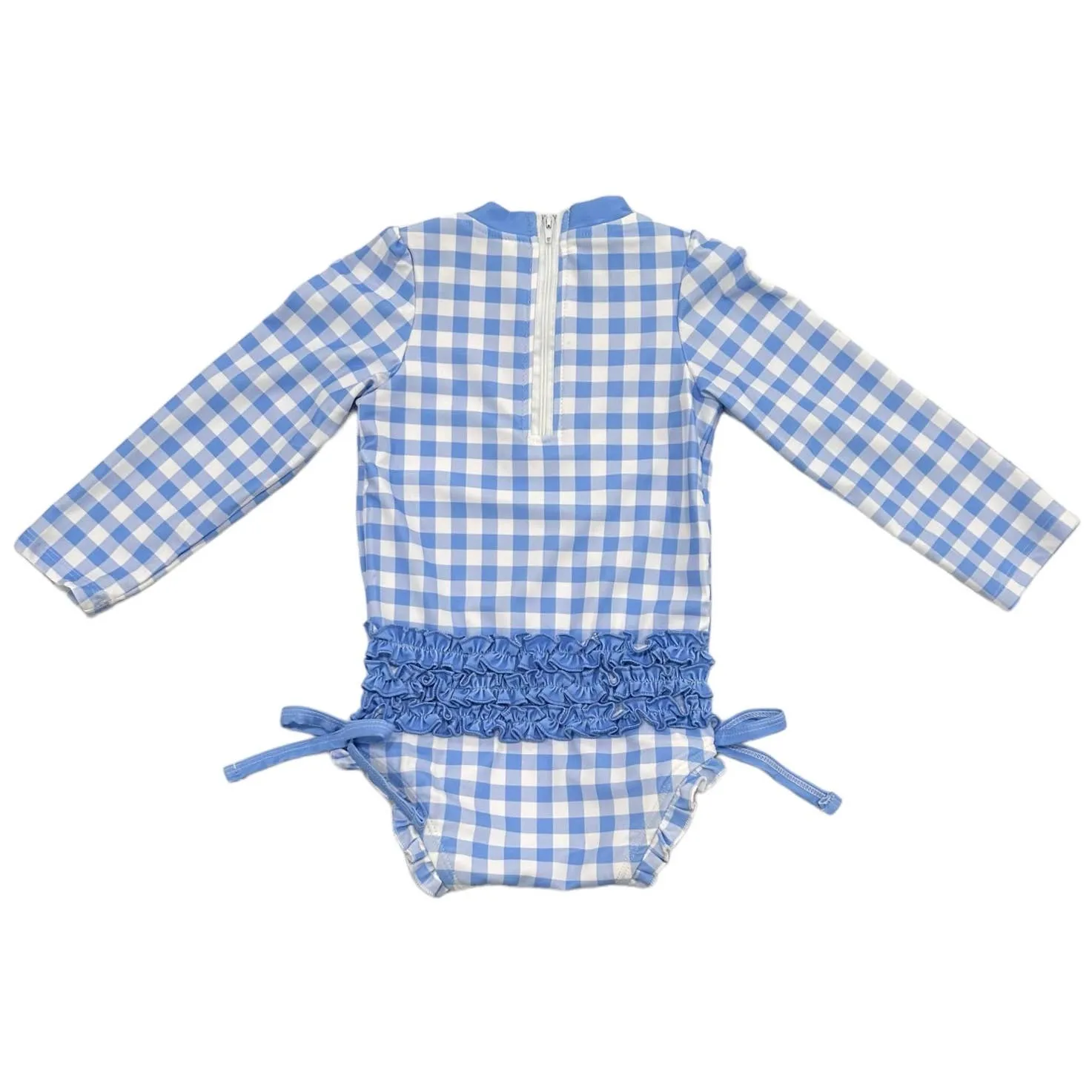 Blue Gingham Ruffle Bottom Swimsuit