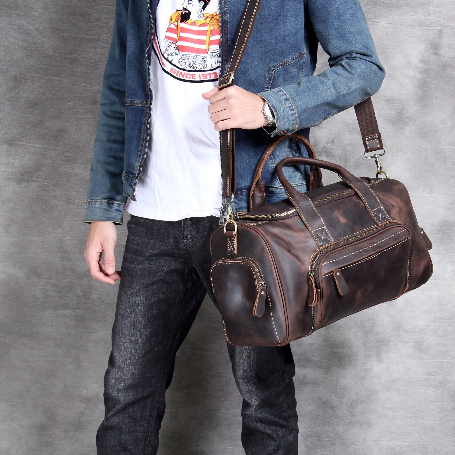 Crazy Horse Leather Holdall Duffel Bag YG1131