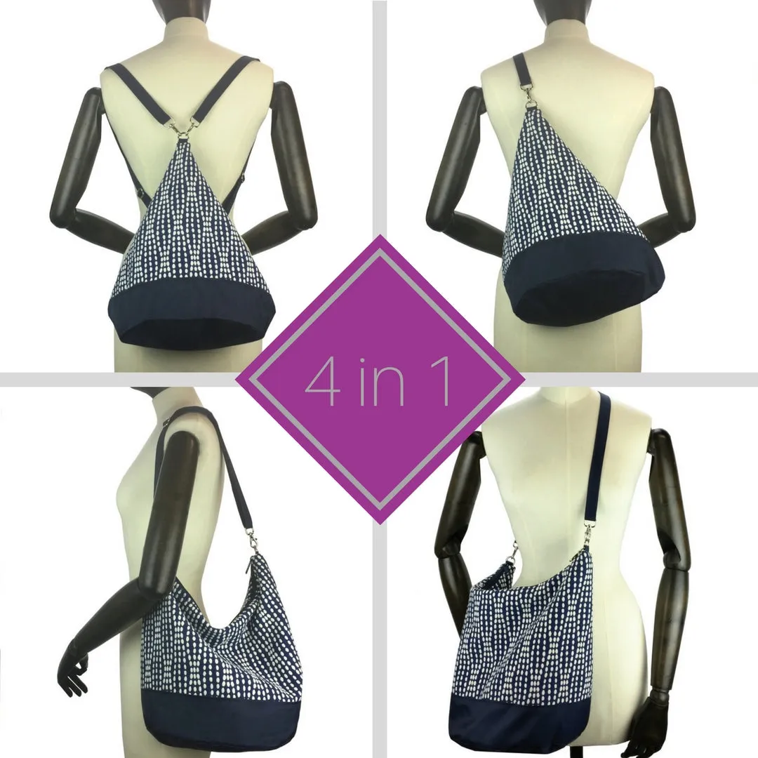 Gears | Black Nylon | Convertible Backpack Purse