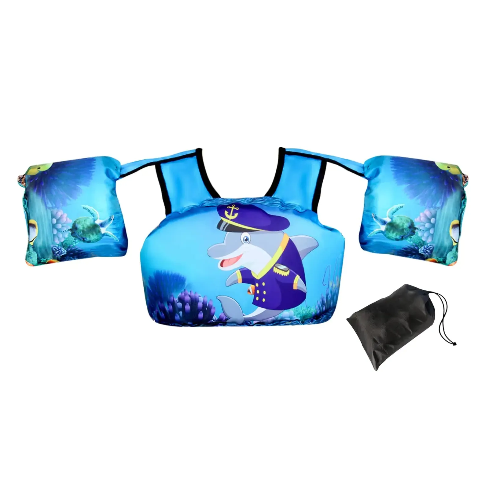 JEVDES Kids Swim Vest Kids Swim Vest 20-66 Pounds Toddler Swim Vest with Arm Floaties and Adjustable Safety Strap Swim Floats for Toddlers 2-7 Kids Floaties for Pool(Dolphin Captain)