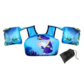 JEVDES Kids Swim Vest Kids Swim Vest 20-66 Pounds Toddler Swim Vest with Arm Floaties and Adjustable Safety Strap Swim Floats for Toddlers 2-7 Kids Floaties for Pool(Dolphin Captain)