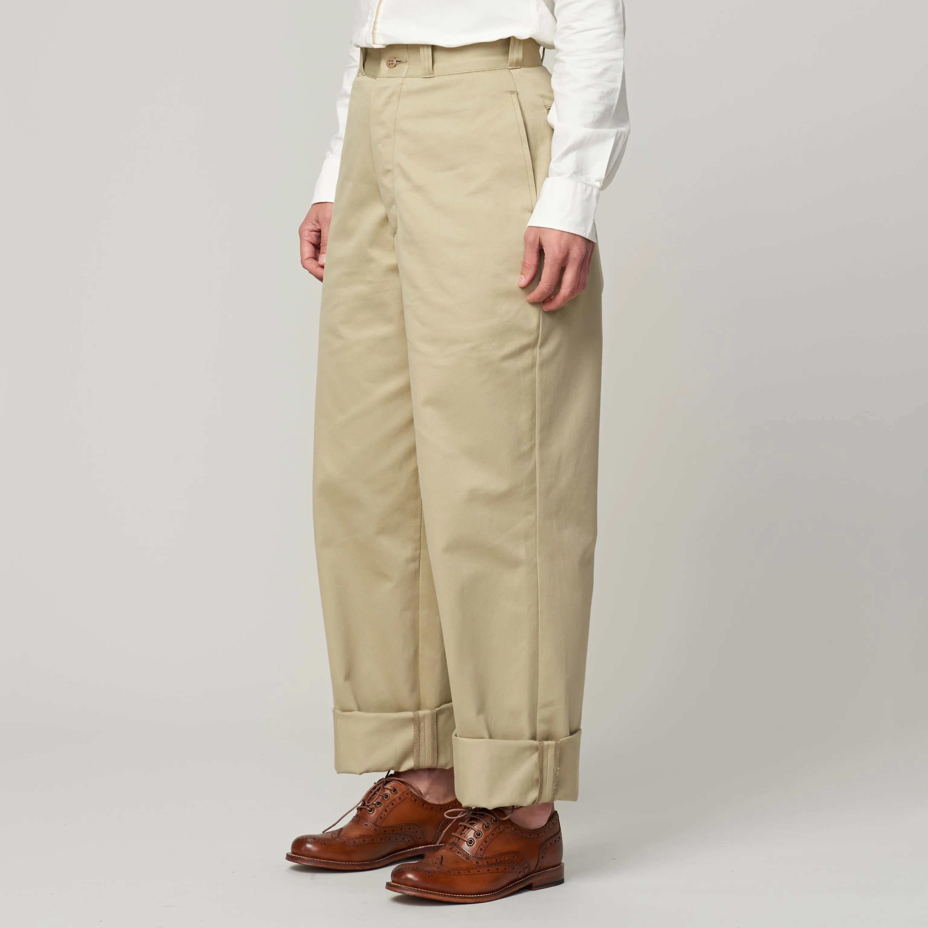 LENO CHINO TROUSERS - BEIGE