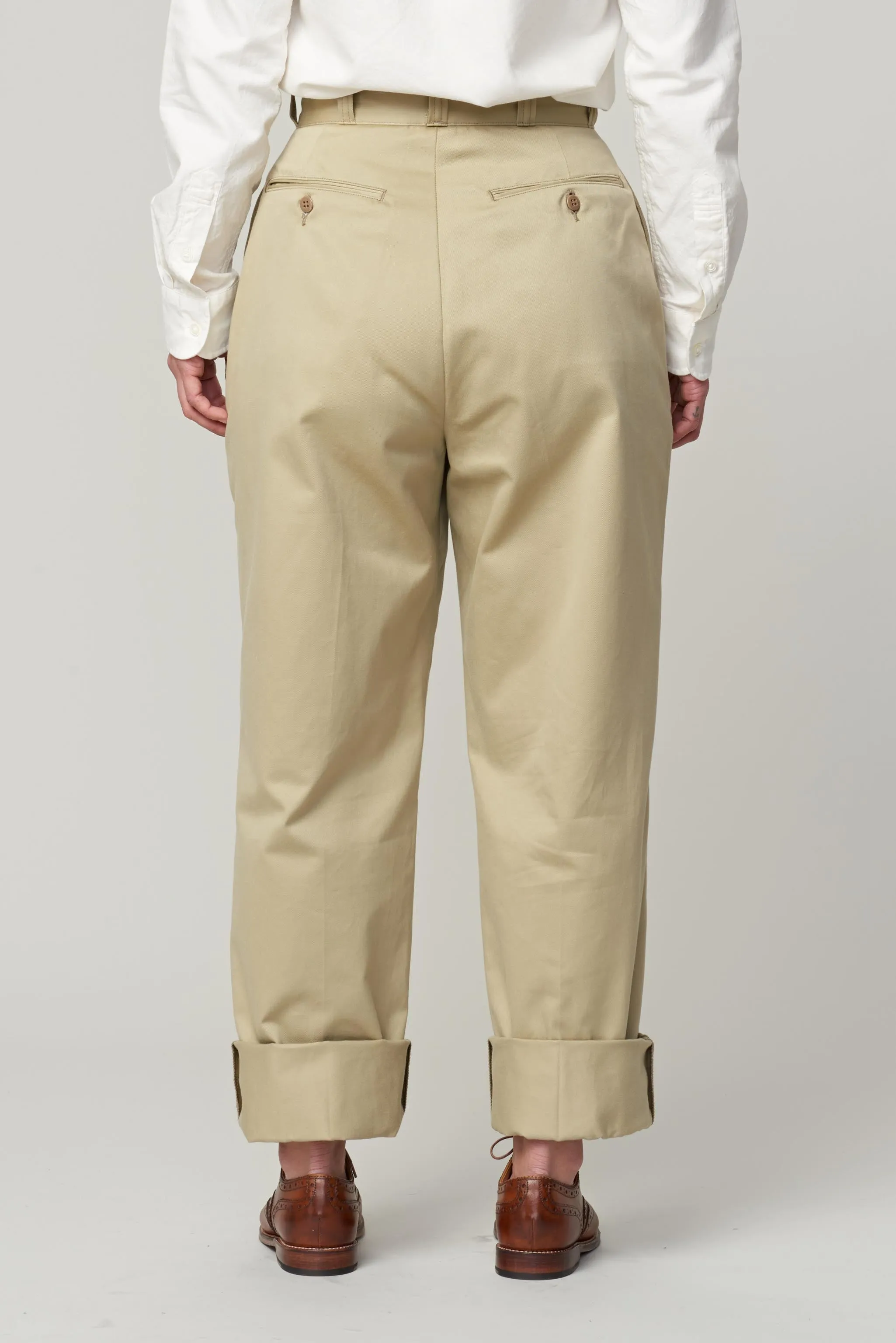 LENO CHINO TROUSERS - BEIGE