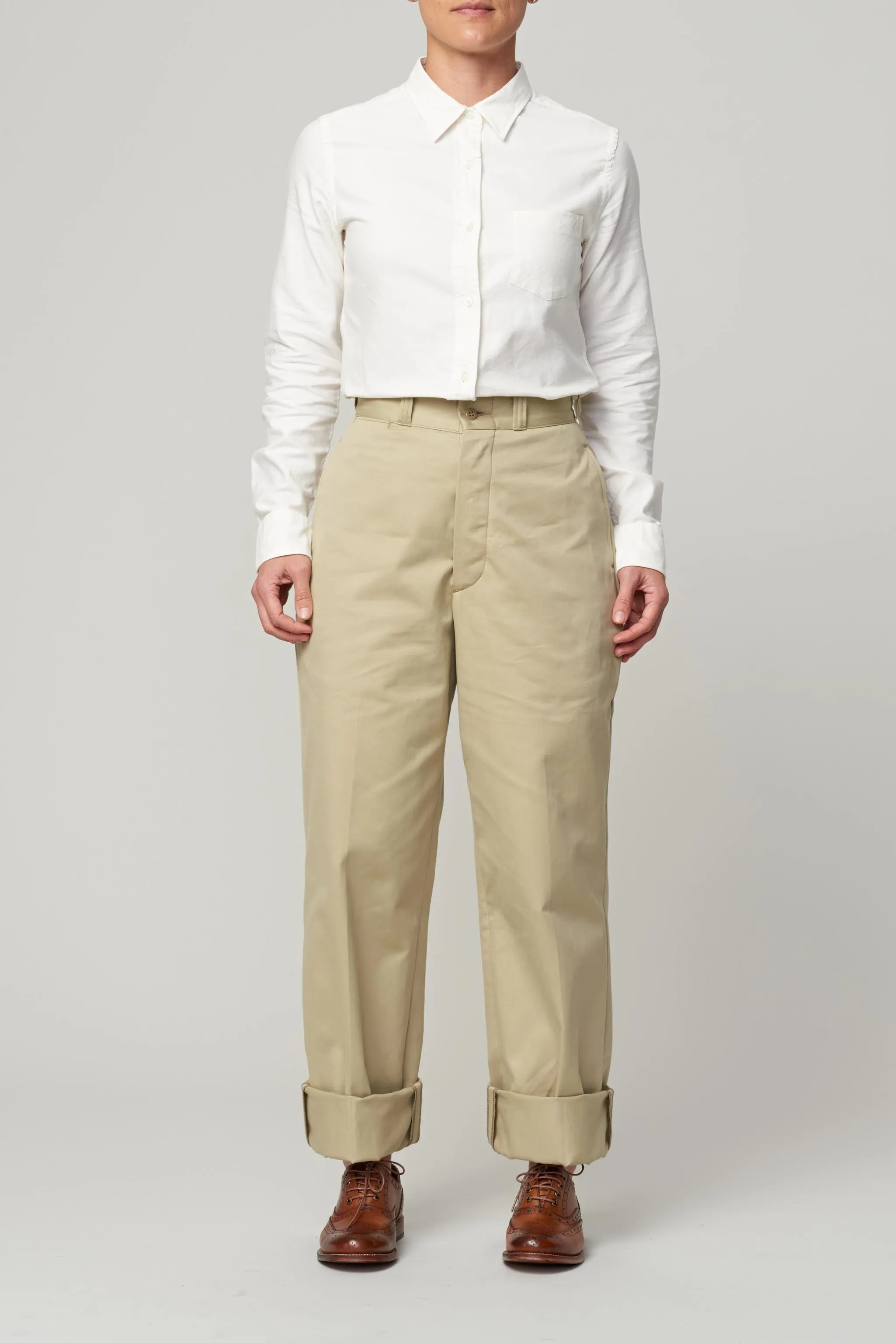 LENO CHINO TROUSERS - BEIGE