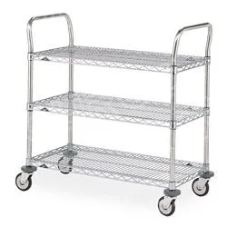 Metro MW703 Utility Cart with 3 Chrome Wire Shelves, 18" x 30"