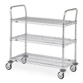 Metro MW705 Utility Cart with 3 Chrome Wire Shelves, 18" x 36"