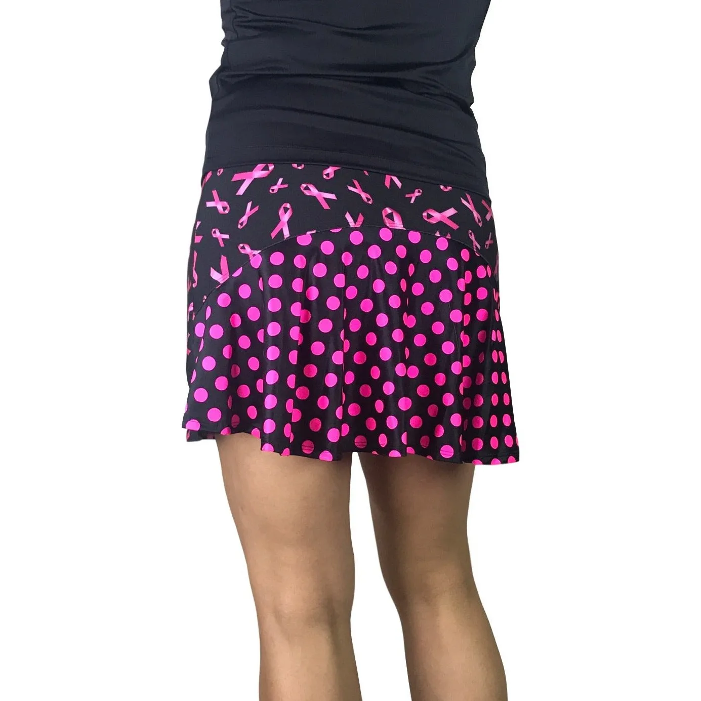 Pink Ribbon Breast Cancer Awareness w/Polka Dots Flutter Skort