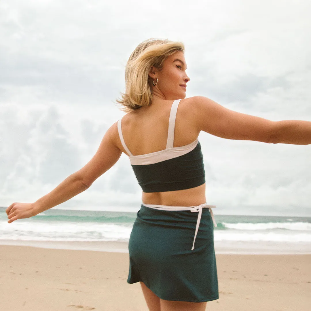 Steel Blue Piped Swim Skirt