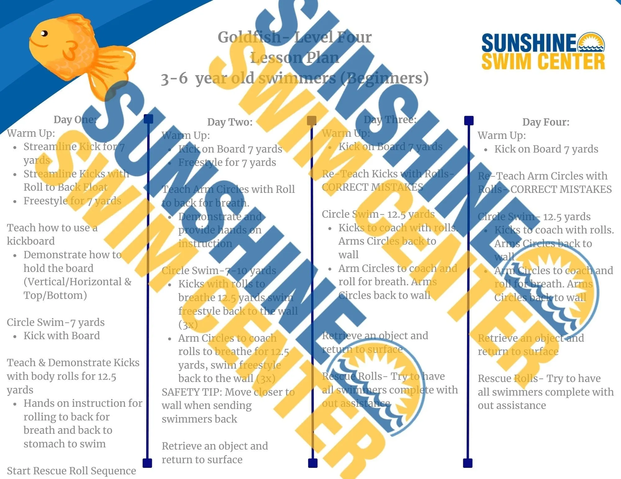 Teach Swim Lessons- Beginning/Intermediate Skills 4-12 year olds
