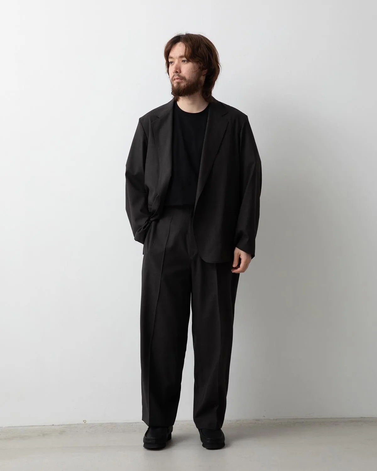 WASHED WOOL VOILE TROUSERS