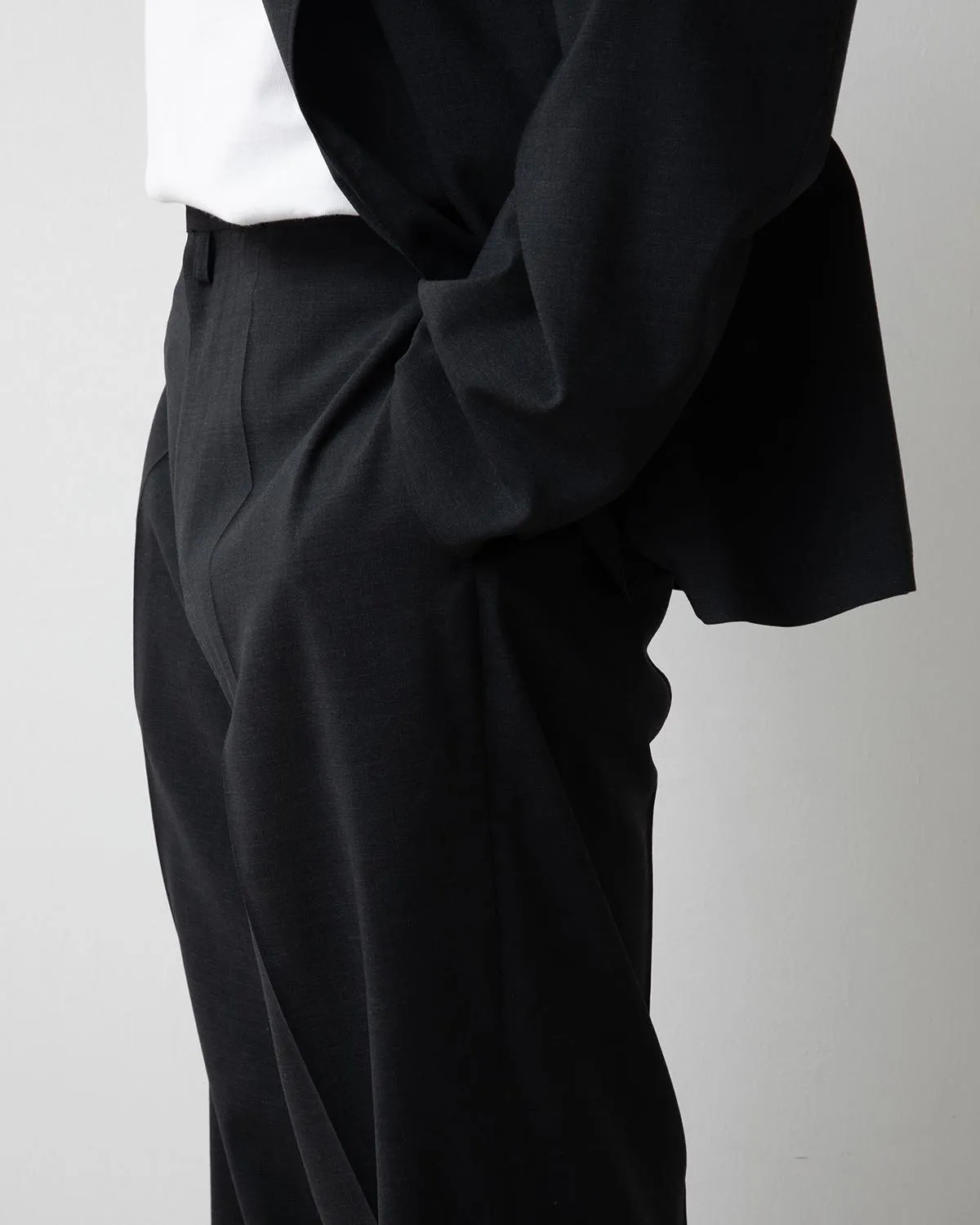 WASHED WOOL VOILE TROUSERS