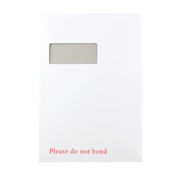 White Hard Board Back Envelopes - Printed "Please do not bend"