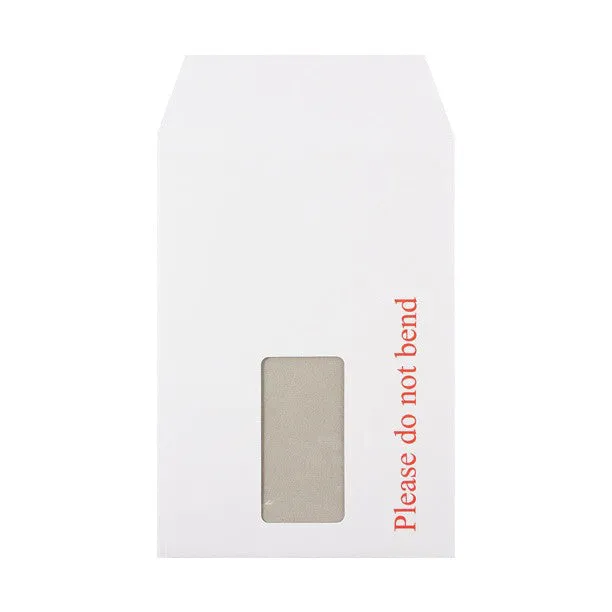 White Hard Board Back Envelopes - Printed "Please do not bend"